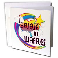3dRose I Believe In Waffles Cute Believer Design - Greeting Cards, 6 x 6 inches, set of 12 (gc_167005_2)