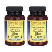 Swanson Amino Acid Ajipure L-Tyrosine Pharmaceutical Grade 500 Milligrams 60 Veg Capsules (2 Pack)