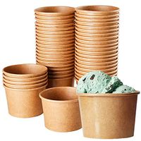 Ice Cream Sundae Cups (100 Pack) Disposable Kraft Paper Dessert Frozen Yogurt Bowls 8-Ounce, Brown