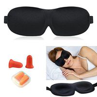 3D Premium Sleep Eye Mask with Ear Plugs by JERN - Light Blocking, Adjustable Straps, Insomnia Aid (Black Eye Mask + Ear Plugs with Case)