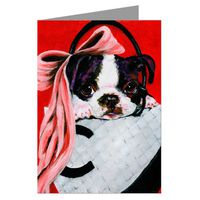 Boston Terrier in a White and Black Haute Couture Inspired Handbag Notecard Set