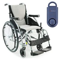 Karman S-Ergo 115 Ultra Lightweight Ergonomic Wheelchair | Seat Size 16" X 17" | Swing Away Footrest | Fixed Wheels in Silver & Free 130 dB Matte Blue Personal Safety Alarm/Siren!