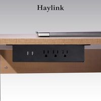 Haylink UL Approval Hang on Desktop Sockets 3 USA Power Socket +2 USB Charger Outlet Surge Protector Power Strip 6ft Cord Home Office PublicTable Aluminum Mount Power Desk (Black)