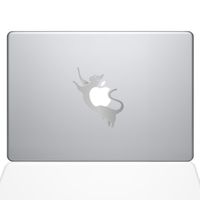 The Decal Guru 2089-MAC-11A-S Cat Decal Vinyl Sticker, Silver, 11" MacBook Air