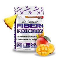 VMI Sports Fiber + Probiotics All Natural Zero Sugar Gluten-Free, Tropical Mango Flavor, 30 Servings