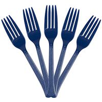 JAM PAPER Premium Utensils Party Pack - Plastic Forks - Navy Blue - 48 Disposable Forks/Pack