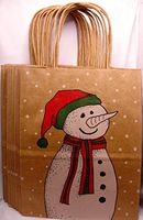 Snowman Brown Paper Gift Bags 10 1/2" X 8 1/4" (12-Pack)