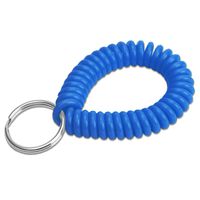 Lucky Line 2" Spiral Wrist Coil with Steel Key Ring, Flexible Wrist Band Key Chain Bracelet, Stretches to 12", Blue, 1 PK (410351)