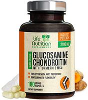 Glucosamine with Chondroitin Turmeric MSM, Triple Strength 2100mg, for Hip, Knee, Joint & Back Comfort - Made in USA - Joint Supplement with Boswellia & Bromelain. Non GMO - 180 Capsules