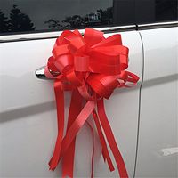 Genie 10pcs Large Organza Pull Bow Craft Ribbon Wedding Car Decoration Gifts Wrapping Supplies Packing Material Pull Flower Cheap,red