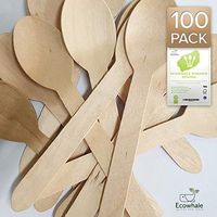 Compostable Wooden Spoons, 100 Count, Biodegradable, Disposable, Eco-Friendly supplies for any parties