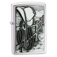 Zippo Personalized Message Engraved on Backside Customized Resting Cowboy Country Emblem Windproof Lighter