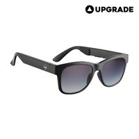VocalSkull Alien 5 Bone Conduction Glasses Polarized Sunglasses Wireless Bluetooth Headset Sports Stereo Music Headphones with Microphone for iOS Android Windows Bright Black Frame (Grey)
