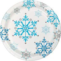 Creative Converting 8 Count Sturdy Style Paper Dessert Plates, 7", Snowflake Swirls - 317149