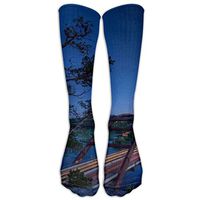 Bridge Pennybacker Bridge Sunset River Austin (Texas) Lake Austin Light Trails Long Exposure Athletic Tube Stockings Women Men Classics Knee High Socks Sport Long Sock One Size