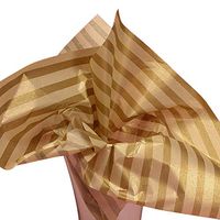 Black Awning Stripes & Kraft Brown Art DIY Crafts Tissue Paper for Gift Wrapping 20"X30" 5 Sheets