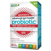 Genuine Health Advanced Gut Health Probiotics for Women UTI 50 Billion CFU, 15 Diverse Strains, Vegan Delayed-Release Capsules, 30 Count
