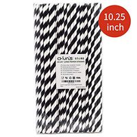 Black and White Stripe Paper Drinking Straws, 10.25" Extra Long, 100 Count, perfect for cocktail, BBQ, parties, bars and restaurants, and Halloween Party Decoration Cake Pops Paper Straws