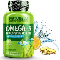 NATURELO Omega-3 Fish Oil Supplement - EPA DHA - 1100 mg Triglyceride Omega-3 per Gel - One A Day - Best for Heart, Eye, Brain, Joint Health - No Burps - Lemon Flavor - 120 Softgels | 4 Month Supply