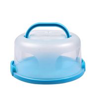 FEOOWV Plastic Small Cake Carrier Holder Cover Round Container with Collapsible Handles Suitable for 6 inch Cake (B-Blue)