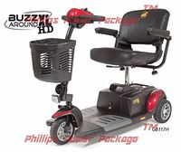 Golden Technologies - Buzzaround XLHD - Travel Scooter - 3-Wheel - Red - Phillips Power Package TM - to $500 Value