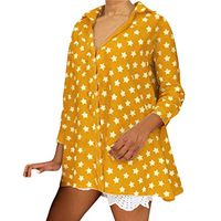 Gocheaper European And American New Hot Five-Pointed Star Print Large Size Shirt(Yellow,XXXXL=US: 12)