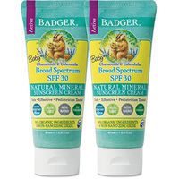 Badger - SPF 30 Baby Sunscreen Cream with Zinc Oxide - Broad Spectrum & Water Resistant, Reef Safe Sunscreen, Natural Mineral Sunscreen with Organic Ingredients 2.9 fl oz - 2 pack