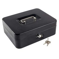 Kyodoled Large Metal Cash Box with Money Tray and Lock,Money Box with Cash Tray,Cash Drawer,9.84"x 7.87"x 3.54" Black Large