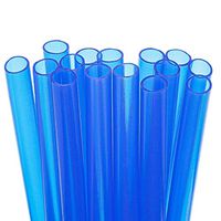 15 Long Reusable Plastic Straws Super Extra Wide + Sturdy Cleaning Brush - for Boba/Bubble Tea/Thickest Smoothies - Blue Value Pack - BPA PFOA Free