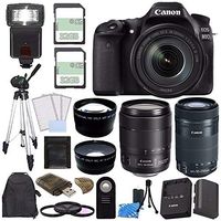 Canon 80D Camera w/18-135mm Lens+EF-S 55-250mm f/4-5.6 IS STM+EF-S 18-135mm f/3.5-5.6 IS USM Lens+32GB+58mm 3 Pcs Filter Set+67mm Wide Angle+2x Telephoto Lens+Remote+Card Reader+Tripod+Backpack Bundle
