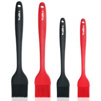 WALFOS Premium Silicone Basting Pastry Brush Set - High Heat Resistant Nonstick Silicone Brush for Baking,Cooking & Grilling - Strong Stainless Steel Core Design (4-Piece Set) - BPA Free & Food Grade