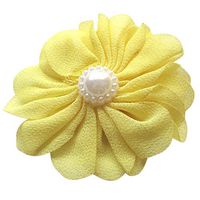 25pcs Fabric Ribbon Flowers Bows Rhinestone Appliques Craft Bulk A445 (Yellow)