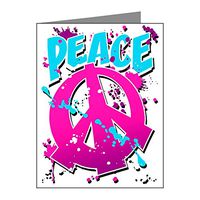 Note Card Peace Symbol Sign Splatter Neon