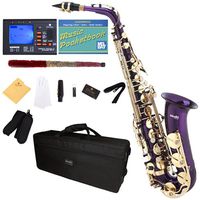 Mendini by Cecilio MAS-PL+92D+PB Purple Lacquer E Flat Alto Saxophone with Tuner, Case, Mouthpiece, 10 Reeds and More