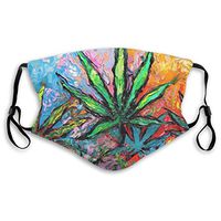YOFFYO Anti-Allergens Earloop Mouth Covers for Boys Girls Adults, Colorful Marijuana Leaf Weed Painting Art Warm Mouth-Muffle for Dust, Ski - Anti Pollution