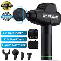 Muscle Massager, Massage Gun 20 Adjustable Speeds Rechargeable Cordless Handheld Deep Tissue Percussion Muscle Massager with 4 Replaceable Massage Heads, Touch Screen and Portable Bag for Athletes