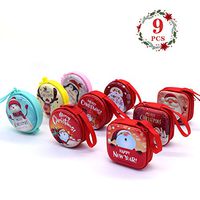 Senhui 9 Pack Christmas Gift Bags,Christmas Decorative Candy Bags,Xmas Tree Gift Box,Coin Purse,Jewelry, Present Packaging for Festival Holiday New Year