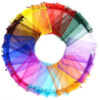 Organza Gift Bags 100Pcs Organza Drawstring Pouches Sheer Drawstring Bags Candy Jewelry Party Wedding Favor Gift Bags(4x6 inches, Mixed Color)