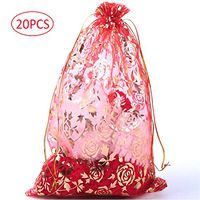 AIXIANG 20Pcs 7.8"x11.8" Drawstring Organza Pouch Strong Wedding Favor Gift Bags Organza Red Bags Gold Rose for Evening Return Gift Bags Party Favors Bags Bags