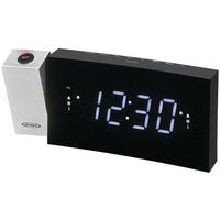 Jensen Compact Time Projection Dual Alarm Clock Radio with Large Easy to Read Backlit LCD Display