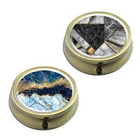 Pill Cases Set of 2 - Cheliz Compact 3 Compartment Medicine Case, Pill Box for Pocket or Purse (Marble Set2)
