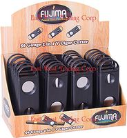 Fujima Black Dual V-Cut & Regular Circle Cigar Cutter 2 Packs Plus Free raw Black Clipper