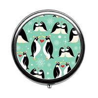 Round Pill Case - Love Penguins Custom Fashion Style Pill Box - 3 Compartments Pill Box/Pill case