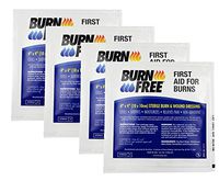 Burn Free Pain Relieving Gel Dressing 4" x 4" Sterile Burn & Wound Dressing 4 Pack/Cools, Soothes, Moisturizes, Relieves Pain, Non-Adherent, 1st, 2nd Degree Burns, Chemical, Razor and Sunburns.