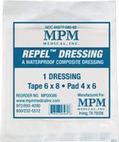 MPM Medical Repel Composite Wound Dressing 6" x 8" with 4" x 6" Pad, Waterproof, Non-adherent (Bag of 30 Each)
