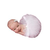 Fashion Unisex Newborn Girl Baby Outfits Photography Props Headdress Tutu Skirt (White)