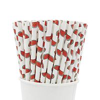 Easy Road 100 Pack Biodegradable Paper Straws, Watermelon Printed Paper Drinking Straws for Juices, Shakes, Smoothies, Party Supplies, Birthday, Baby Shower Decorations, Food Safe BPA Free,7.8 Inches