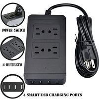 Jinwen 4-Outlet Power Strip with 4-Port USB Charging Station Switches Surge Protector 6ft Cord Extension (01)