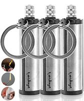 Waterproof Permanent Match Lighter- Set of 3, Forever Match, Camp Fire Starter, Outdoor Survival Tool, Emergency Flint Stone Striker Lighter Match with Metal Keychain for Camping Hiking BBQ
