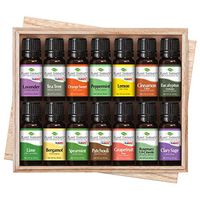 Plant Therapy Top 14 Singles Set | Lavender, Eucalyptus, Peppermint, Orange Sweet, Lemon & More in A Wooden Box | 100% Pure, Undiluted, Natural Aromatherapy, Therapeutic Grade | 10 mL (1/3 oz)